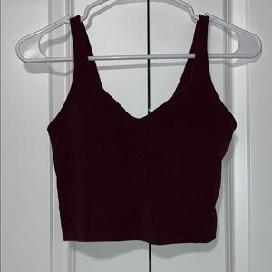 Lululemon Athletica V-Neck Burgundy Crop Top